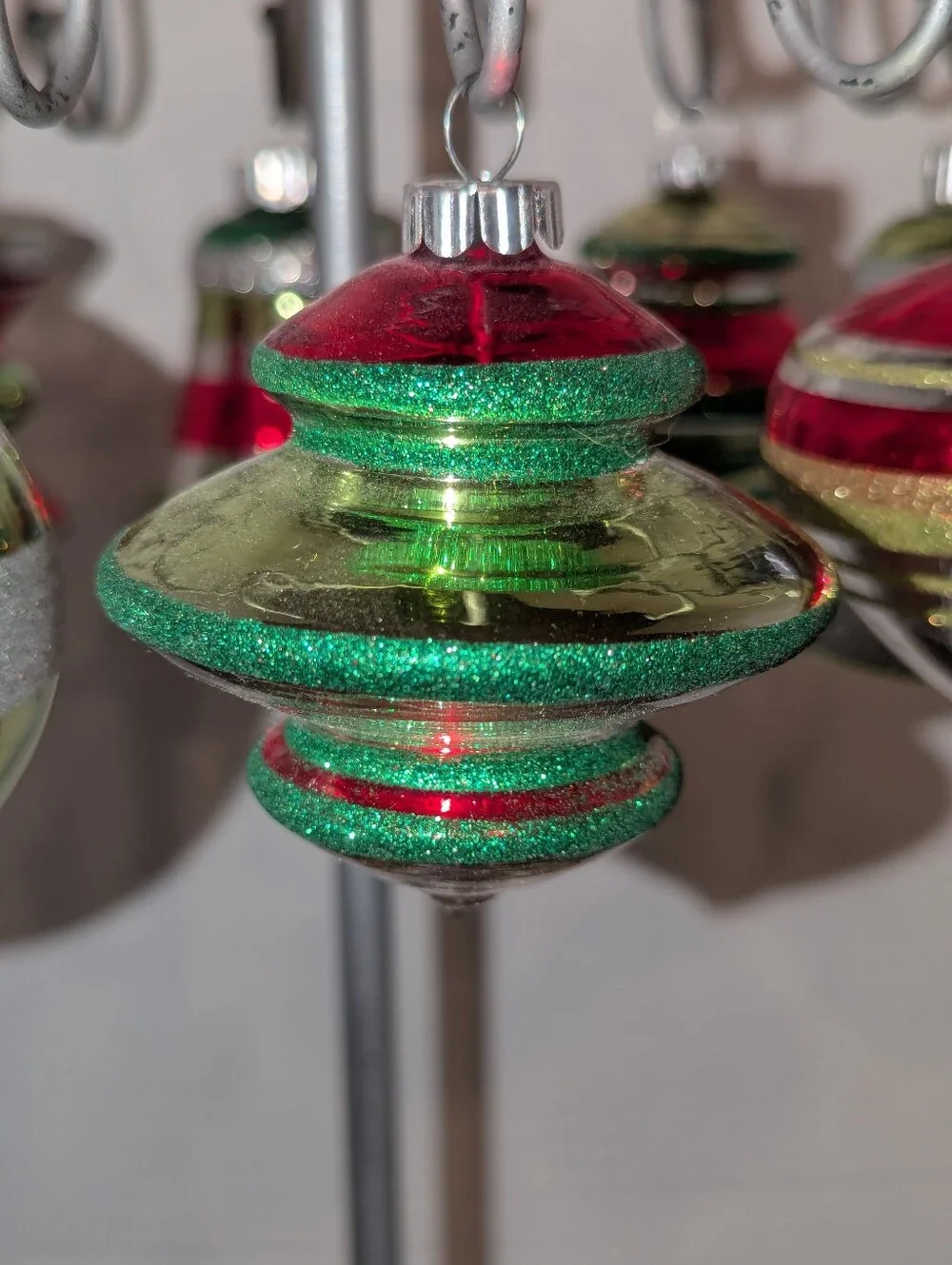 Set of 8 Christopher Radko Shiny Brite Glass Christmas Ornaments